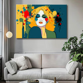 Painting by Numbers Art Blonde Woman with Colorful Blobs of Paint